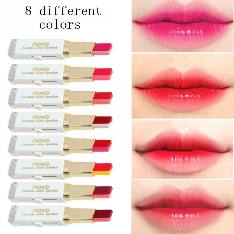 Hot Koop 8 verschillende kleuren 3.8G Novo Lipstick Double Color Lipstick 100 stks / partij DHL GRATIS