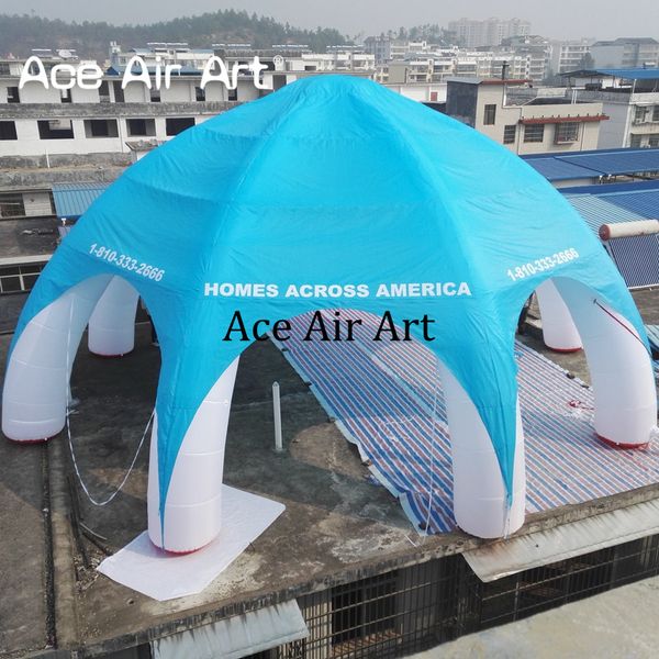 Tente gonflable de dôme de structure d'araignée de huit pieds de 12 m de diamètre avec la bâche bleu clair pour la publicité ou le hangar publicitaire de couverture de voiture
