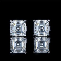 Offre spéciale 925 argent Vvs d couleur Moissanite 2ct 6*6mm coupe Asscher Simple goujon carré