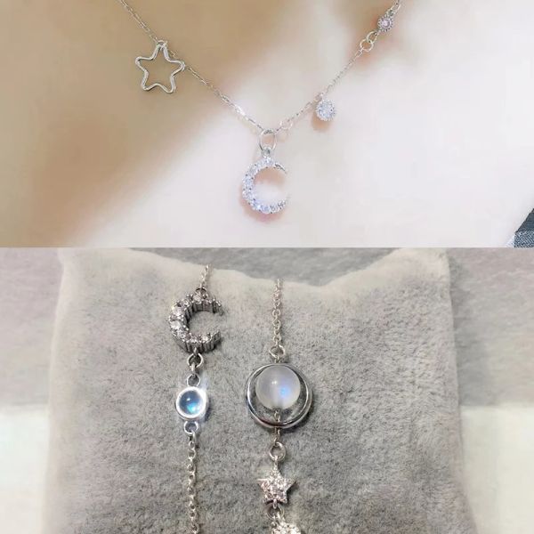 Vente chaude 925 argent sterling moonstar pendentif micro-incrustation zircone cubic pour les bijoux de bricolage bracelet collier 1pcs