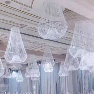 Vente chaude lustre en acrylique avec des gouttes de cristal acrylique perlé sans lumière photographie toile de fond scène de mariage sans fleur artificielle