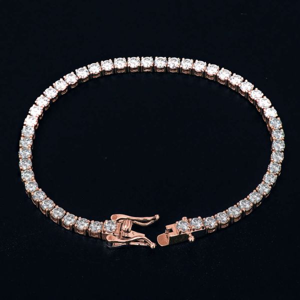 Gran oferta, pulseras de tenis de Color oro rosa ajustables, pulsera de cobre de moda Moissanite, pulsera de lujo al por mayor