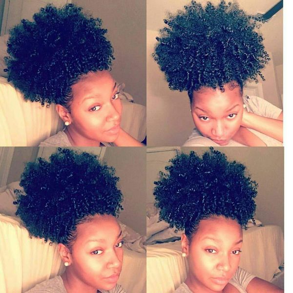 Venta caliente Afro Short Kinky Curly Ponytail Bun cabello barato 120g Cola de caballo de cabello humano para mujeres negras
