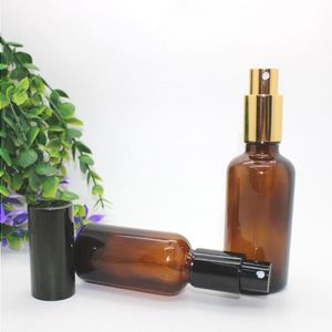 Venta CALIENTE Botellas de rociador de ámbar 30ml 50ml 100ml con atomizador de bomba de rociador de oro negro para perfume Cosmético Aceite esencial Maquillaje Belleza Gobra