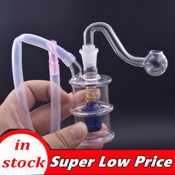 Venta caliente y más barato Pequeño quemador de aceite de vidrio Bong Hookahs 10 m Botella de agua conjunta femenina Bong Ice Ashcatcher Shisha con tubo de quemador de aceite masculino El mejor regalo para fumador