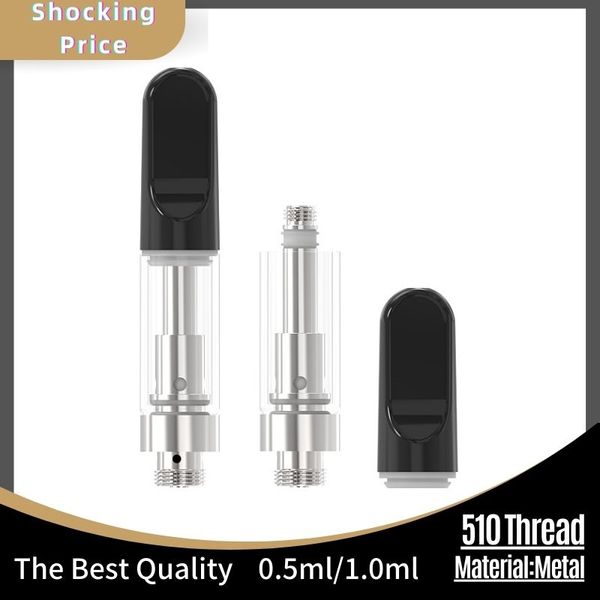 Vente chaude et nouveau fil 510 huile épaisse SS316 cartouche de bobine en céramique sans plomb cartouche de stylo vape vide adaptée à la batterie 510 0,5 ml 1 ml dosette vide