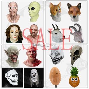 Hot Sale Animal Latex Mask Goat Mask Realistische vrouwelijke man masker Alien Masks Halloween -kostuum voor volwassen HKD230810