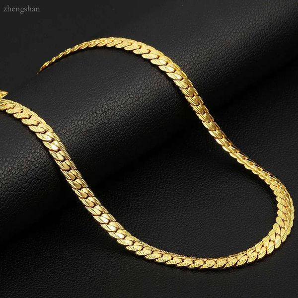 Vente chaude Collier de chaîne de serpent plat antique 4/7 mm 14k Chautres de cou en or jaune pour femmes bijoux 3254