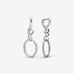 Hot koop authentieke 925 sterling zilveren ovaal geknoopt hart drop oorbellen mode oorbellen sieraden accessoires voor vrouwen cadeau