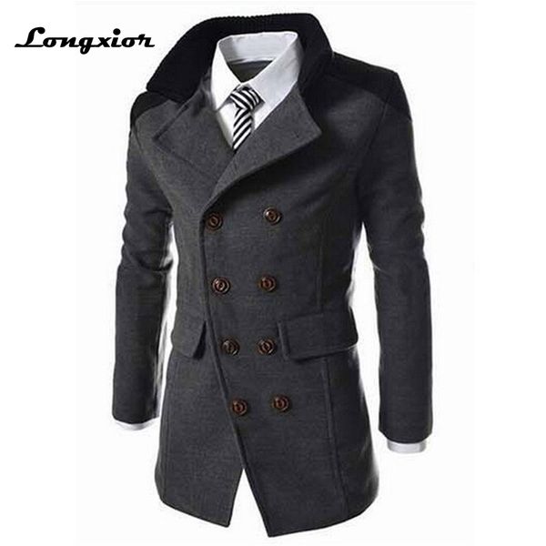 Offre spéciale automne longue laine manteau hommes mode col rabattu mélange de laine Double boutonnage caban veste hommes marque pardessus J-M7