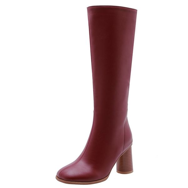 Gran oferta Otoño Invierno nuevo conciso cuero sintético mujeres hasta la rodilla cremallera caliente montar Botas Largas zapatos de fiesta Mujer