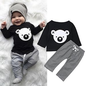 Hot Koop Baby Boy Kleding Set Lange Mouw Koala Print Top en Stripe Broek Gratis verzending