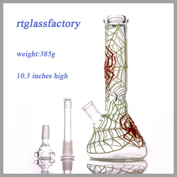 narguilé Beaker Glass Bongs 10.2 '' Glow in The Dark Water Pipes belles plates-formes Spider dab.