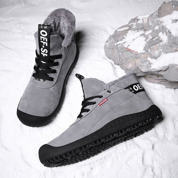 Venta caliente-Tamaño grande 39-48 Nuevas botas de invierno para hombres Botas de nieve cómodas e impermeables Zapatos de tobillo cálidos de piel para hombres Calzado para hombres