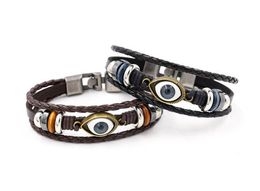 Offre spéciale bracelet en cuir rétro punk en cuir yeux bleus FB405 ordre de mélange 20 pièces beaucoup Slap Snap Bracelets