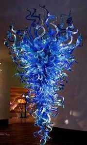 Lámparas Candelabros azules para decoración del hogar Luces LED Fuente de vidrio soplado a mano Araña de estilo americano