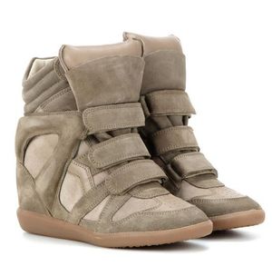 Zapatos de caja de venta caliente Isabel Bekett Diseñador de moda de cuero y gamuza Zapatos clásicos de cuero genuino Marant que aumentan la altura