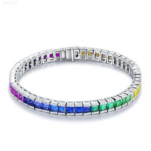 Bracelet à vente chaude 9k Gold Chain Rainbow Sapphire Diamond Bracelets coloré Couade de Bracelets pour l'anniversaire