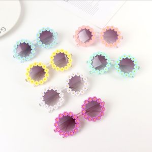 Lunettes de soleil d'été pour enfants, jolies fleurs en acrylique, Protection solaire d'extérieur, classiques pour bébés filles et garçons, UV400