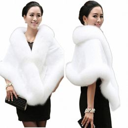 Hot Sale Bridal Faux Fur Wraps Winter Wedding Coat Warm sjaals bovenkleding Wit zwart schouderophalend dames jas op maat gemaakte z13p#