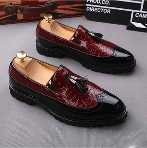 Hot Sale-British Luxe Heren Oxford Jurk Schoenen Lente Zomer PU Leahter Loafers Elegante Kwastje Mannen Flats Business Wedding Shoe