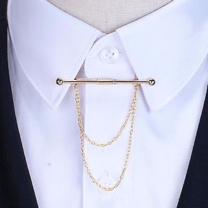 Hot Sale-broches High-End Personality Fashion Broche Tassel Chain Clip Collar Button Down Shirt Pin 2478