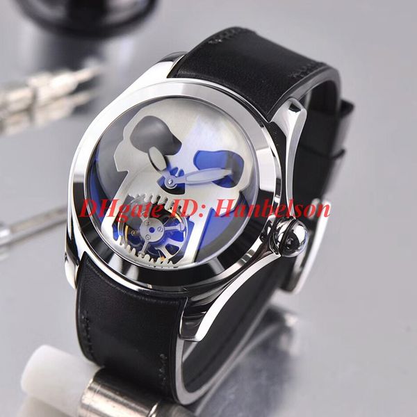 Offre spéciale montres à bulles automatique mécanique montre pour hommes crâne Tourbillon montre de luxe sport bracelet en caoutchouc en acier inoxydable 46mm