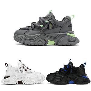 Gran oferta de zapatos informales para hombre, zapatillas deportivas de malla lisa con punta redonda y cordones, color gris, negro y blanco, talla 40-45
