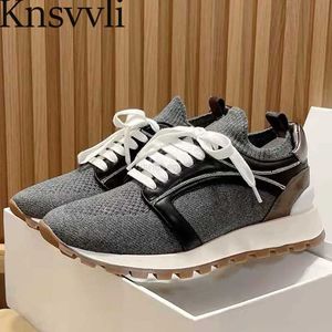 Gran oferta de zapatos informales para mujer, zapatos transpirables para correr al aire libre, zapatos de punta redonda con cordones, zapatillas planas cómodas a la moda para mujer X230523