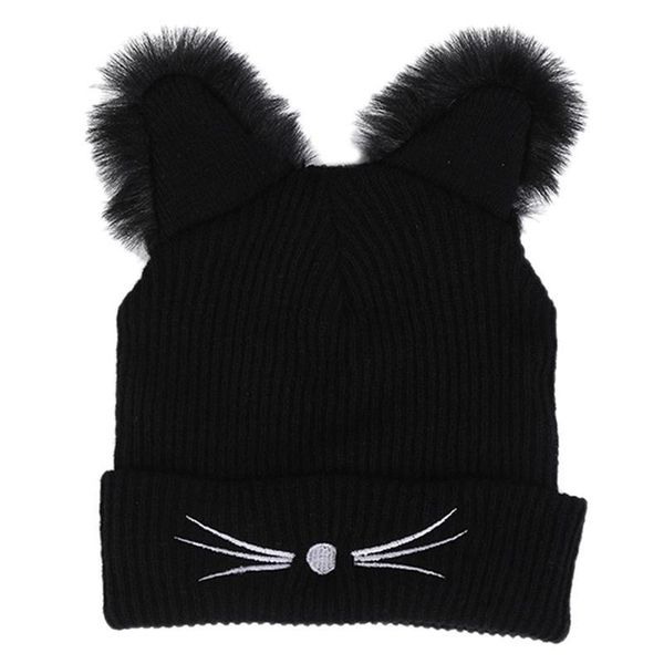 Vente chaude Chat Oreilles Femmes Chapeau Tricoté Acrylique Chaud Hiver Beanie Caps Crochet Fourrure