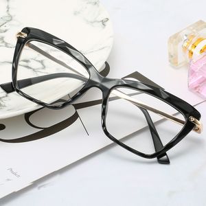 Cat Eye Women Sunglasses Frame Retro transparante kristallen glazen met duidelijke lenzen 7 kleuren