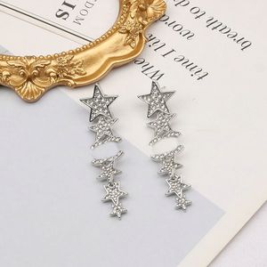 Hot Koop Kroonluchter Ontwerpers Dangle Oorbellen Merk Letter Oor Stud Vrouwen Strass Kristal Geometrische Oorbel Voor Bruiloft Sieraden Accessoires