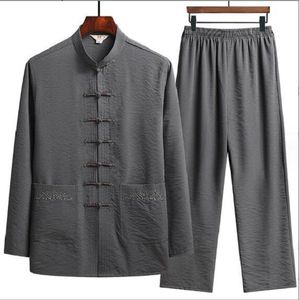 Offre spéciale Tradition chinoise Kung Fu ensemble hommes décontracté confort à manches longues pyjamas printemps automne Vintage homme Tang costume M-XXXXL