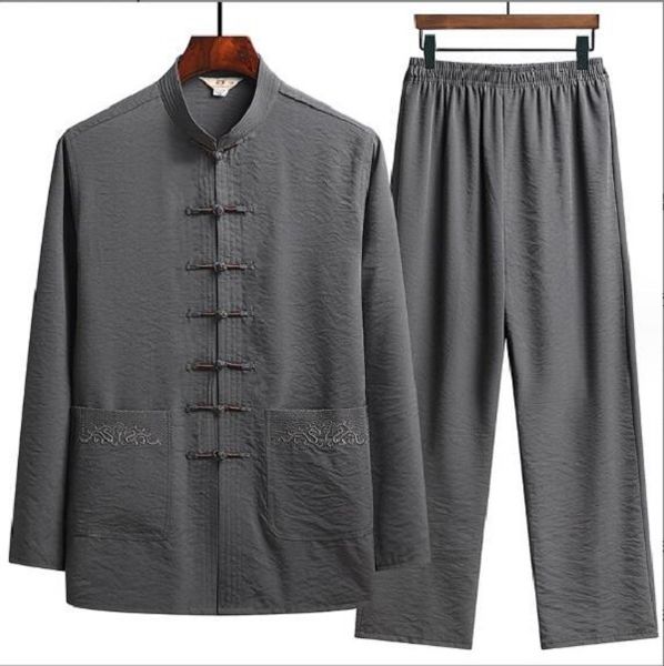 Gran oferta, conjunto de kungfú tradicional chino para hombre, pijamas informales cómodos de manga larga, ropa Vintage para hombre, traje Tang M-XXXXL para primavera y otoño