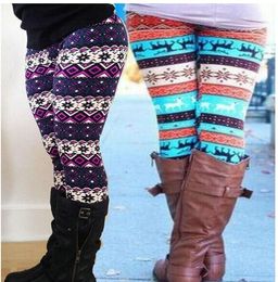 Hot Koop Kerstmis Sneeuwvlokken Rendier Gedrukt Zijde Legging Meisjes Vrouwen Lente Herfst Warm Bootcut Stretchy Pants