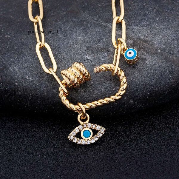Venta caliente Classic 14k Gold de oro amarillo Circón Original Evil Eye Pendence Pulseras Bead Charms Jewelry Fashion Gift 661