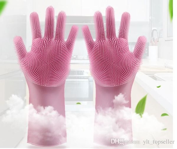 Offre spéciale brosse de nettoyage gants en Silicone nettoyer la salle de bain cuisinier et voiture pour animaux de compagnie gants magiques emballage opp livraison gratuite