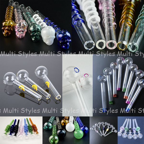 Tuyau D'eau Chaude Coloré Pyrex Verre Brûleur À Huile Tuyaux Mini Petite Poignée Dab Rigs Nail Pipe Fumer Accessoires DHL