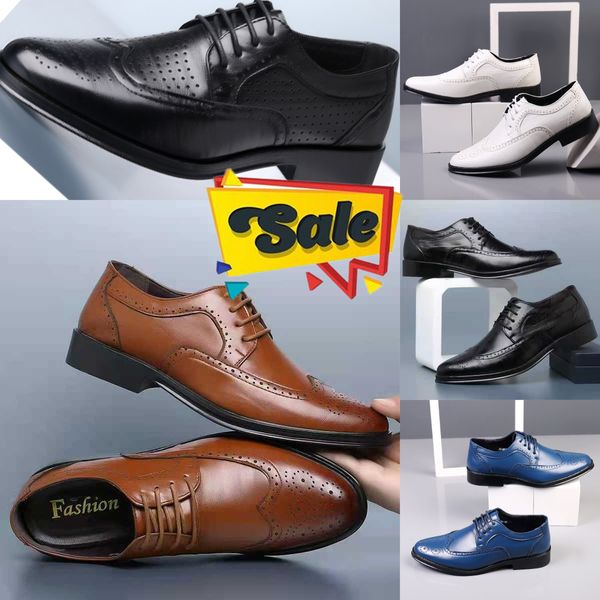 Gran oferta, zapatos de cuero de negocios cómodos, zapatos formales de cuero para hombres, mocasines de diseñador simples, zapatos planos para hombres, boda