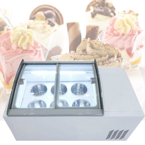 Venda quente comercial sorvete display freezer vitrine de vidro armário de geladeira de sorvete para multi-sabores