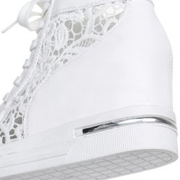 Hot Sale-Creepers White Silver Lederen Lace Up High Heel Shoes