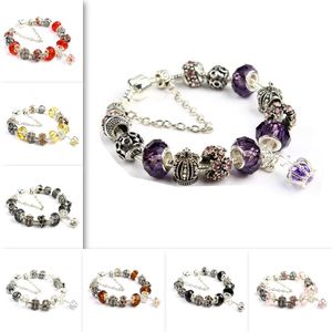 Bracelet de perles de couronne DIY, perles de verre faites à la main pour femmes, pierre azur, bracelets porte-bonheur, bijoux cadeau, 8 couleurs, longueur de chaîne 20cm