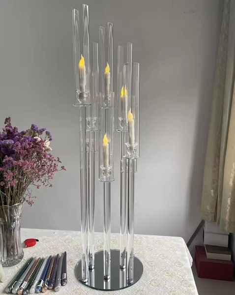 Vente chaude en acrylique ou en verre candélabre Candelabra table centrales pour la décoration d'événements de mariage mariage
