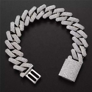 Vente chaude Bracelet chaîne cubaine plaqué Vvs Moissanite diamant glacé chaîne à maillons cubains or 925 argent Sterling classique gratuitement