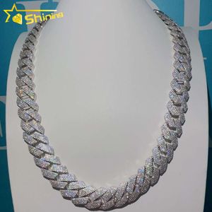 Collier de chaîne cubaine de vente chaude VVS Moishnite Iced Out Hip Hop Jewelry 4rows Moisanite Cuban Chain