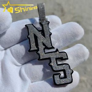 Offre spéciale lettre personnalisée VVS moissanite pendentif 925 argent plaqué or glacé bijoux hip hop