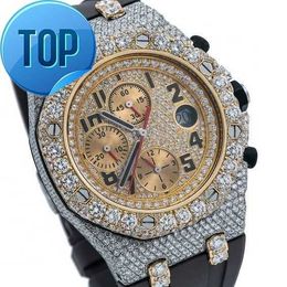 Hot Sale Custom Luxury Bling Moissanite Watch met riem Natural Lab Gegroeide diamant horloges Men Iced Quartz Fabrikantwinkel