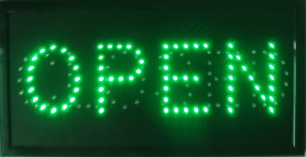 Venta caliente personalizado letreros de neón led neón signo abierto verde llamativos lemas tablero envío libre interior