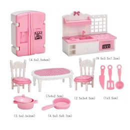 Hot Sale Cute Kawaii Pink 10 Items/Lot Miniature Dollhouse Furniture Accessoire Kids Toys Kitchen Cooking Things For Barbie Game