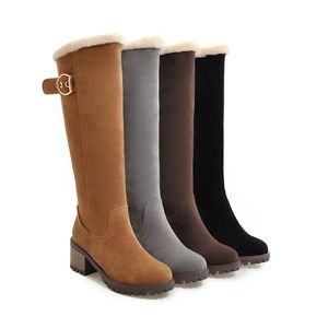 Hot Sale-D1079Medium dikke suède winter thermische gesp rits vrijetijd en knie laarzen